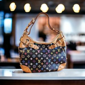 LOUIS VUITTON GRETA MULTICOLOR BLACK MURAKAMI Hobo Bag LV Shoulder