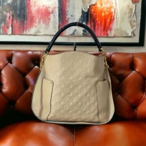 LOUIS VUITTON Bagatelle Empreinte Leather Tote Shoulder Bag Dune Tote