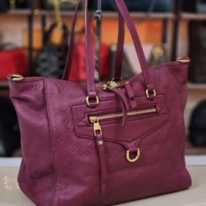 LOUIS VUITTON Empreinte Monogram Shoulder Tote Bag Authentic Raspberry