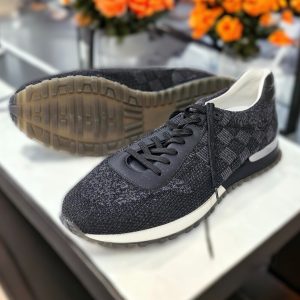 LOUIS VUITTON LV Auth Mens Sports Damier Shoes Black Sneakers Lace US 12