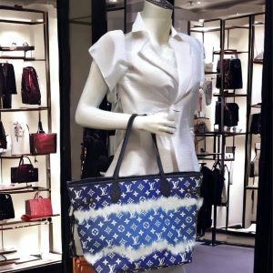 LOUIS VUITTON Neverfull Shoulder Tote Monogram Giant Escale Blue