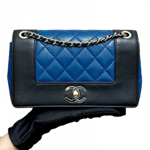 CHANEL 23 Authentic Small Flap Mademoiselle Black Blue