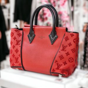 LOUIS VUITTON W BB Veau Red Black Leather Tote Satchel