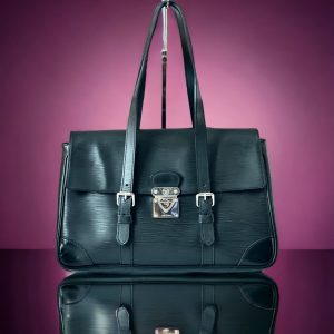 LOUIS VUITTON Black Handbag Epi Satchel Leather Shoulder