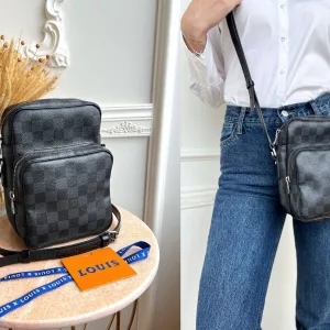 LOUIS VUITTON Authentic Rem Graphite Damier Crossbody Shoulder Bag TH3086