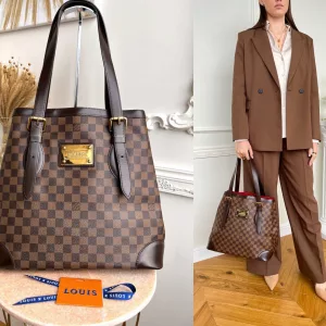 LOUIS VUITTON Authentic Hampstead GM Damier Ebene Tote Shoulder Bag