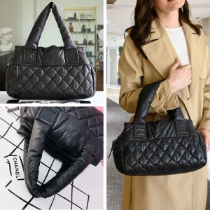 CHANEL Authentic Nylon Coco Cocoon Black Quilted Bag Handbag Italy  | eBay