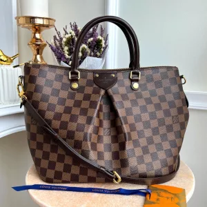 LOUIS VUITTON Authentic Siena MM Damier Ebene Satchel With Strap Handbag France