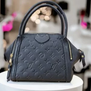 LOUIS VUITTON Authentic Marais LV Empreinte Leather Black Handbag Speedy BB