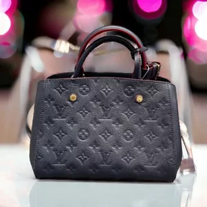 LOUIS VUITTON Montaigne BB Empreinte Navy Shoulder Leather Bag Satchel BOX Lock