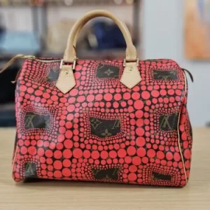 LOUIS VUITTON Authentic Speedy 30 Red Dotted X Yayoi Kusama Handbag
