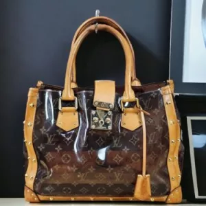 LOUIS VUITTON Authentic Monogram Vinyl See Through Cabas Handbag Purse Bag