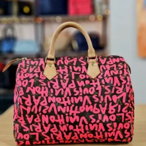 LOUIS VUITTON Authentic Speedy 30 Limited Edition Fuschia Pink Graffiti Handbag