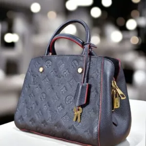 LOUIS VUITTON Montaigne BB Empreinte Navy Shoulder Leather Bag Satchel BOX Lock