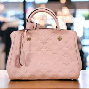 LOUIS VUITTON Montaigne BB Empreinte Pink Shoulder Leather Bag Satchel Lock