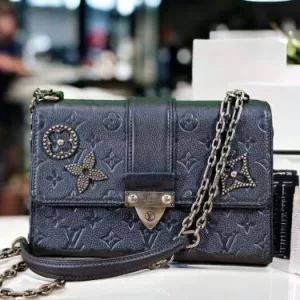 LOUIS VUITTON Empreinte Leather Marine Metal Crossbody Chain Shoulder Bag HOT!