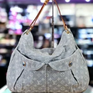 LOUIS VUITTON Iced Blue Monogram Denim Tote Hobo LV Bag Shoulder Authentic LV