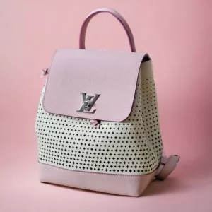 LOUIS VUITTON France Authentic Baby Pink LockMe Leather Backpack LkNew