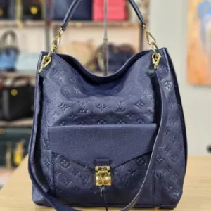 LOUIS VUITTON Denim Blue Metis Hobo Empreinte Leather Tote Shoulder Handbag Bag