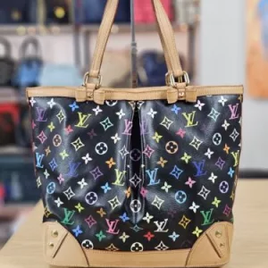 LOUIS VUITTON MULTICOLOR BLACK Murakami Hobo Bag LV Shoulder Tote Bag