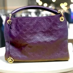 LOUIS VUITTON Artsy MM Purple Leather Empreinte LV Monogram Bag Tote