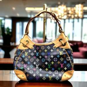 LOUIS VUITTON GRETA MULTICOLOR BLACK MURAKAMI Hobo Bag LV Shoulder DUST BAG