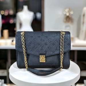 LOUIS VUITTON EMPREINTE St Germain MM Black Leather Chain Shoulder Bag + Dust Bag