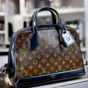 LOUIS VUITTON LV Black Monogram Dora Speedy Alma Handbag MM Bag