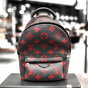 LOUIS VUITTON Auth Monogram Palm Springs Mini Red Black Monogram Backpack Handba
