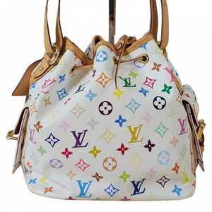 LOUIS VUITTON Noe Petit White MURAKAMI Authentic Bucket Bag Shoulder Bag LV