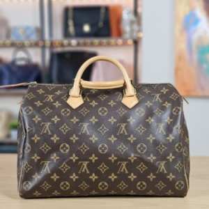 LOUIS VUITTON Authentic Speedy 35  Monogram Brown Bag Handbag Lock Purse $1620