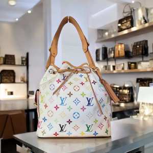 LOUIS VUITTON Noe Petit White MURAKAMI Multicolor Bucket Shoulder Bag Bucket LV
