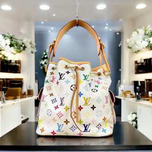 LOUIS VUITTON Noe Petit White MURAKAMI Multicolor Bucket Shoulder Bag Bucket LV