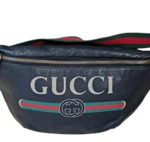 GUCCI Large Black Leather Bumbag Sling Pouch Mens Bag Fanny Pack
