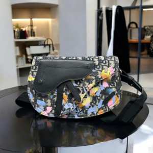 DIOR Christian Saddle Messenger Shoulder Pouch Alex Foxton Floral Oblique Canvas