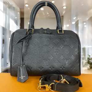 LOUIS VUITTON Bandouliere 25 Empreinte Black Shoulder Strap Bag Lock Keys A+ EUC