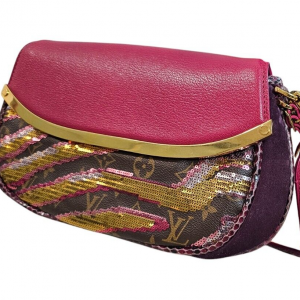 LOUIS VUITTON  Monogram Sequins Savage Cub Clutch Rose Wallet Pouch Handbag