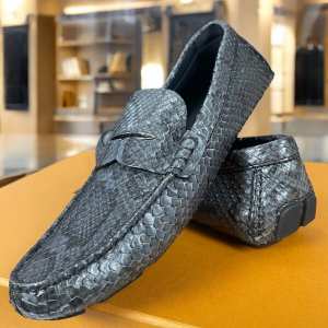 NEW LOUIS VUITTON Exotic Python Snakeskin Loafer Driver Mens Shoes 10