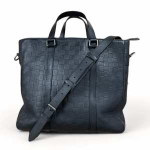 LOUIS VUITTON Leather Damier Infini Tadao Onyx Black Unisex Bag Shoulder Xbody