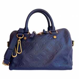 LOUIS VUITTON Speedy 25 Empreinte Blue Leather Shoulder Bag Monogram Navy LV