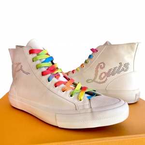 LOUIS VUITTON Calfskin Tattoo White Leather Sneaker Boot Mens Leather UK 9 US 10