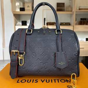 Louis Vuitton Speedy Bandoulière 25 Marine Rouge Empreinte Leather EUC Bag Strap