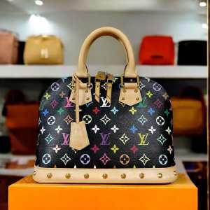 LOUIS VUITTON MULTICOLOR LV ALMA PM MURAKAMI Black Monogram EUC Dust Bag AUTH