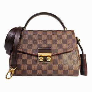 LOUIS VUITTON Croisette Damier Ebene Shoulder Bag Brown Red Canvas Small 2 Way