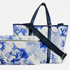 LOUIS VUITTON Monogram Blue Tie Dye Monogram Watercolor Weekend Tote PM Bag LV