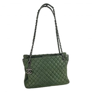 Chanel Bubble Tote Green Leather Handbag