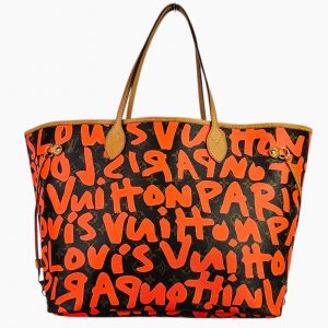 LOUIS VUITTON NEVERFULL 2009 GM Graffiti Stephen Sprouse LV Monogram Orange Bag