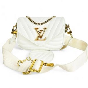 LOUIS VUITTON Calfskin New Wave Multi Pochette Snow Shoulder Crossbody Chain LV