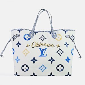 LOUIS VUITTON Monogram Giant Neverfull GM Watercolor Cities By Pool Tote White