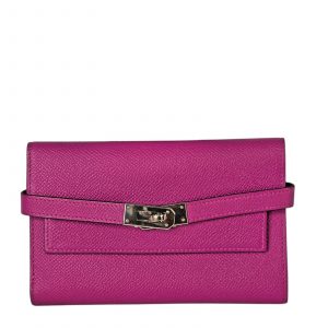 Hermès Kelly Wallet Veau Epsom Leather Purple Pink Box Dust Bag